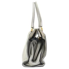 Fendi-Sac à main Fendi Selleria en cuir gris métallique-Métallisé