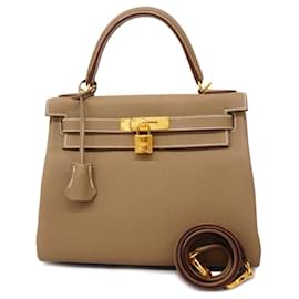 Hermès-Hermes Kelly 28 B Handbag in Etoupe Gray-Taupe
