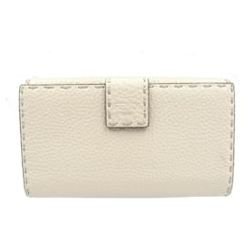 Fendi-Fendi Selleria Peekaboo Leather Long Wallet-Cream