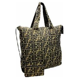 Fendi-Fendi Zucca Brown Nylon Handbag-Brown