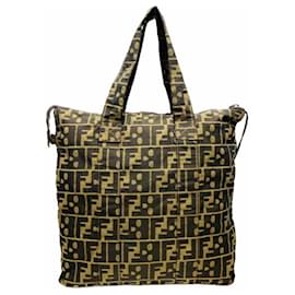 Fendi-Fendi Zucca Brown Nylon Handbag-Brown