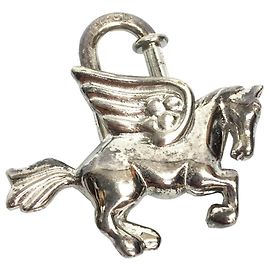 Hermès Pingente Charm de Colar Cadena Pegasus Hermes Prata