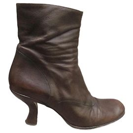 Free Lance Ankle Boots Leather Dark Brown Dark brown