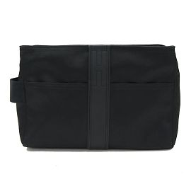 Hermès Hermes Acapulco Tasche aus schwarzem Toile Chevron-Leder Schwarz