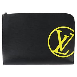 Louis Vuitton Pochette Jules GM Clutch Bag Black Yellow