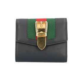 Portefeuille trifold Gucci Sylvie Sherry Line Noir