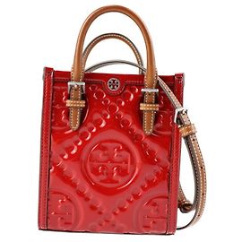 Sac à main Tory Burch T Monogram Mini Puffy Tote Marron Rouge