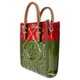Tory Burch-Tory Burch T Monogram Mini Puffy Tote Handbag-Brown,Red
