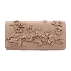 Portefeuille tri-fold en cuir beige Valentino Garavani Beige