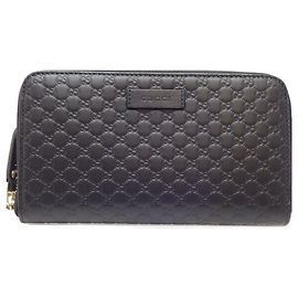 Gucci Schwarze Leder Lange Brieftasche Schwarz