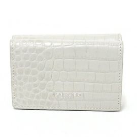 Cartera pequeña plegable Saint Laurent Blanco