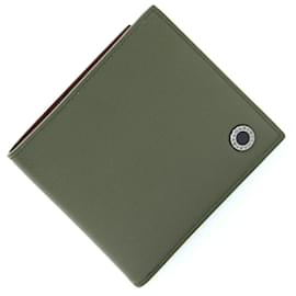 Bulgari-Bvlgari Bi-fold Wallet in Bordeaux and Khaki-Dark red,Khaki
