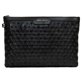 Clutch in pelle nera Jimmy Choo Nero