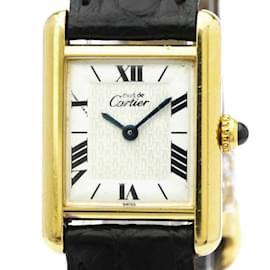 Cartier-Cartier Must Tank Vermeil Gold Plated Leather Quartz Men's Watch-Other