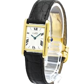 Cartier-Cartier Must Tank Vermeil Gold Plated Leather Quartz Men's Watch-Other