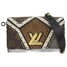 Louis Vuitton-Louis Vuitton Monogram Portefeuille Twist Chain Shoulder Bag-Black,Monogram