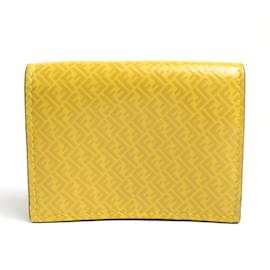 Fendi-Fendi Yellow Leather Trifold Wallet-Yellow