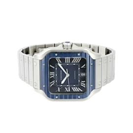 Cartier-Cartier Santos Large WSSA0048 Blue Dial Watch-Silvery