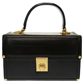 Versace-Versace Sun Leather Enamel Black Handbag-Black