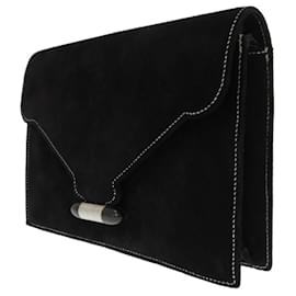 Hermès-Hermes Navet Dobris Black Silver Stitch Clutch Bag-Black