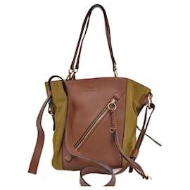 Chloé-Chloé Brown Khaki Leather Suede Shoulder Bag-Brown,Khaki