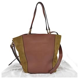 Chloé-Chloé Brown Khaki Leather Suede Shoulder Bag-Brown,Khaki