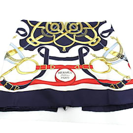 Hermès-Hermes Carre 90 Scarf Eperon d'Or-White,Red,Golden,Navy blue