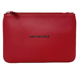 Balenciaga-Balenciaga Pouch M Red Black Leather Clutch Bag-Black,Red