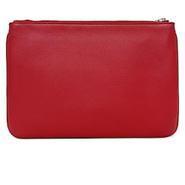 Balenciaga-Balenciaga Pouch M Red Black Leather Clutch Bag-Black,Red