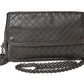 Bottega Veneta-Bottega Veneta Intrecciomirage Clutch and Shoulder Bag-Dark brown