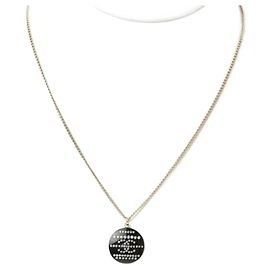 Collana Pendente in Strass Nero e Oro Chanel Nero D'oro