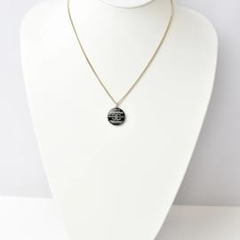 Chanel-Chanel Black and Gold Rhinestone Pendant Necklace-Black,Golden