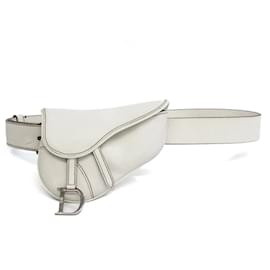 Christian Dior-Christian Dior Saddle Bag Women's Leather Fanny Pack-White