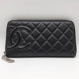 Chanel-Portefeuille rond Chanel Ligne Cambon en cuir noir-Noir