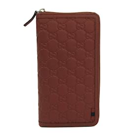 Gucci-Gucci Guccissima Dark Red Leather Long Wallet-Dark red