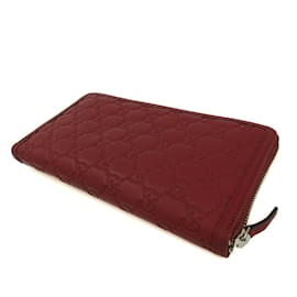 Gucci-Gucci Guccissima Dark Red Leather Long Wallet-Dark red