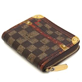 Louis Vuitton-Porte-monnaie Zippy Damier Louis Vuitton-Rouge,Damier ebène