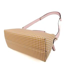 Fendi-Sac à main en cuir à carreaux Gingham Fendi By The Way-Rose,Beige,Jaune