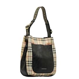 Burberry-Sac à épaule Burberry Nova Check Shadow Horse-Noir,Beige