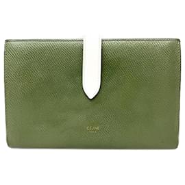 Céline-Celine Bicolor Suede Coin Purse-White,Green