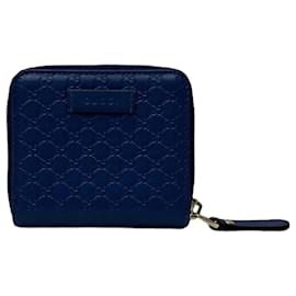 Gucci-Porte-monnaie en cuir bleu Gucci-Bleu