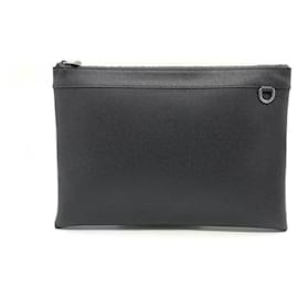 Louis Vuitton-Louis Vuitton Taiga Leather Clutch Bag-Black,Grey