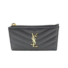 Saint Laurent-Porte-monnaie en cuir noir Saint Laurent-Noir