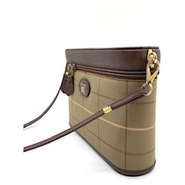 Burberry-Burberrys Multicolor Canvas and Leather Shoulder Bag-Brown,Multiple colors,Khaki