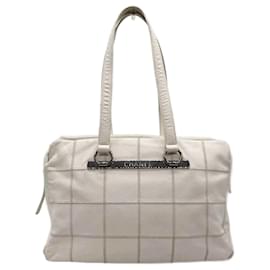 Chanel-Bolso Boston de chocolate Chanel-Blanco