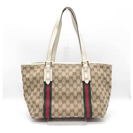 Gucci-Bolso Tote Gucci Sherry Line-Blanco,Beige