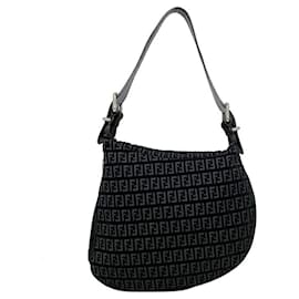 Fendi-Bolso Fendi Zucca de un hombro-Negro,Plata