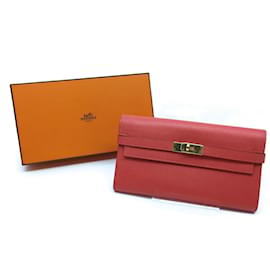 Hermès-Carteira de batom Hermes Kelly Long gravada em rosa-Outro