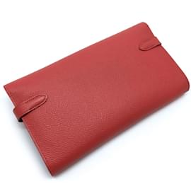 Hermès-Portefeuille à rouge à lèvres Hermes Kelly Long gravé en rose-Autre