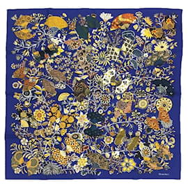 Hermès-Hermes Silk Scarf in Blue-Blue